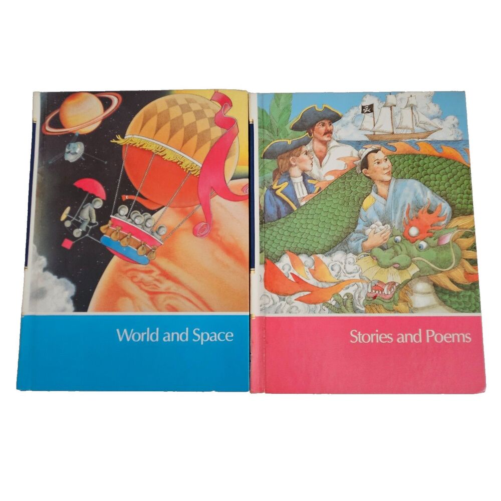 Childcraft Vtg 1986 Books Stories & Poems Vol 3, World & Space Vol 4 Hardcover